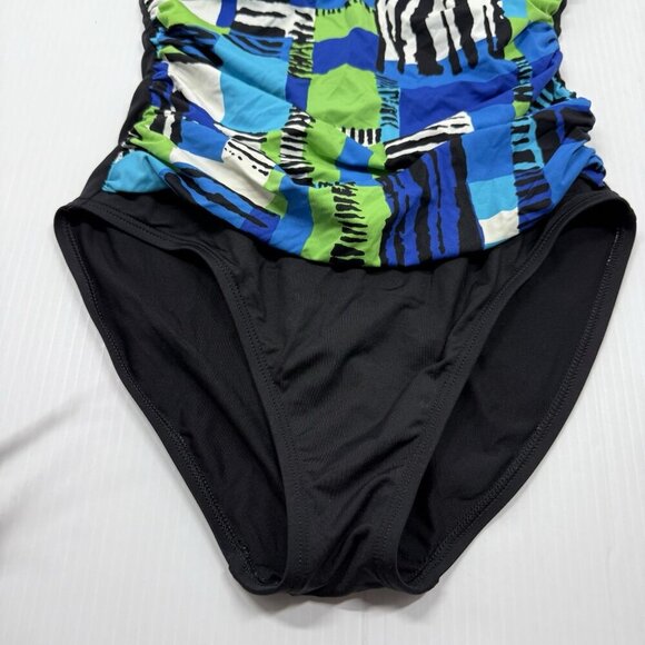 La Blanca Swimsuit Strapless Vibrant One Piece Pool Beach Blue Green Bright sz 6 - Picture 3 of 7